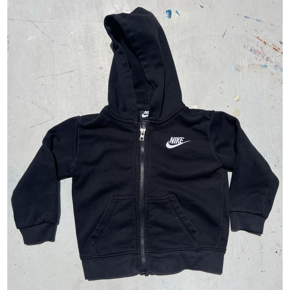 Baby Nike Hoodie Black Swish Logo 24 Months Street Check Casual Street Sports